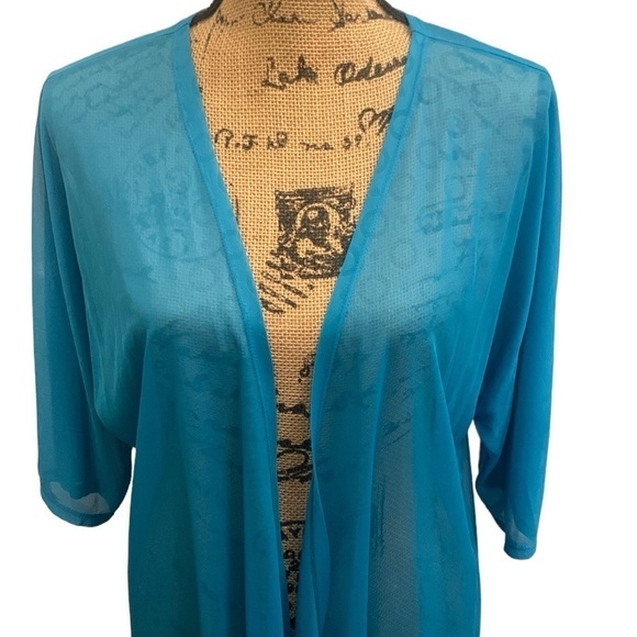 LULAROE Lindsay Sheer Turquoise Kimono Cover NWOT Size S - Picture 2 of 7